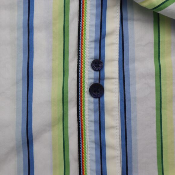 Tommy Hilfiger Denim Shirt Mens XL Blue Green Striped Logo Button Up Casual - Picture 11 of 16